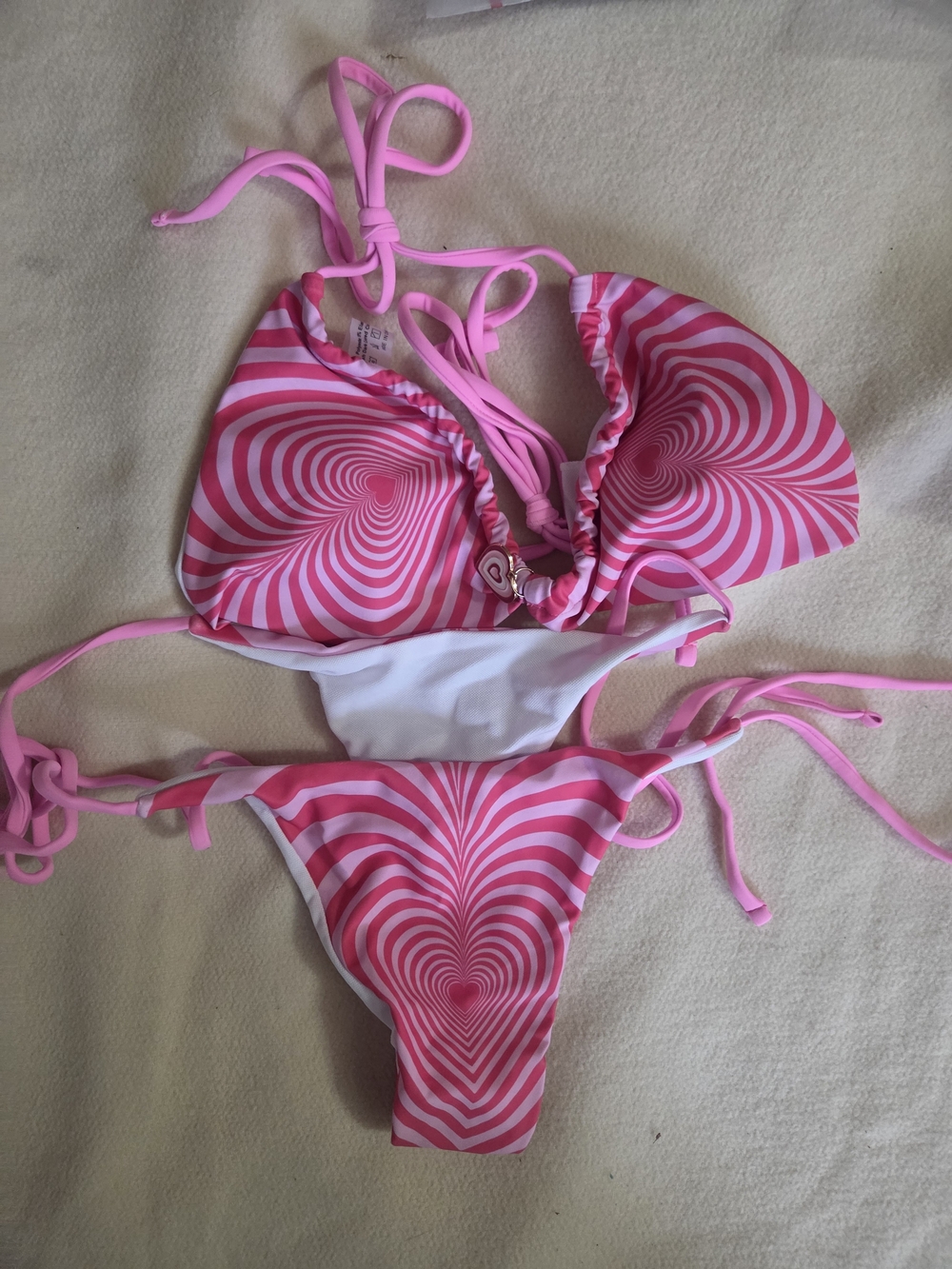 Pink Swirl Tie-Strap Bikini Set